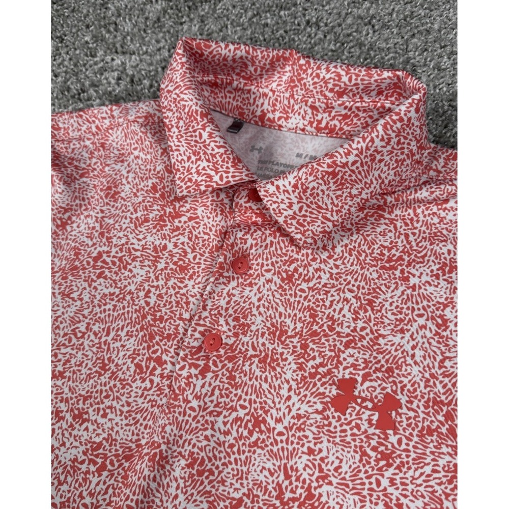 Under Armour Mens Playoff Polo Performance Golf Coral All Over Print Medium